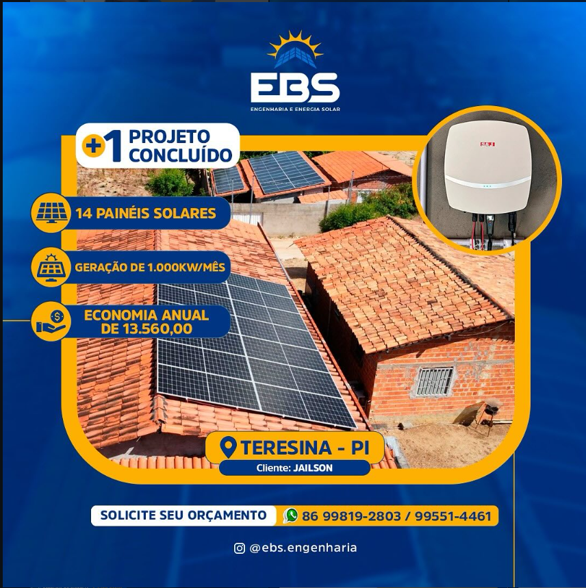 Projeto solar residencial em Teresina