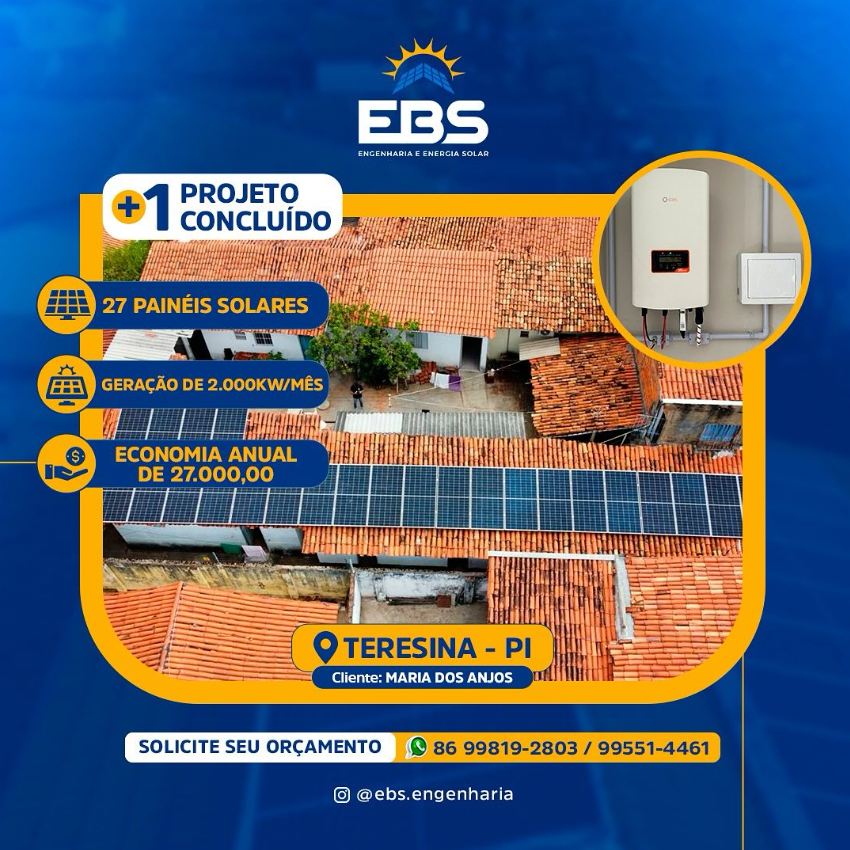 Projeto solar com 27 paineis